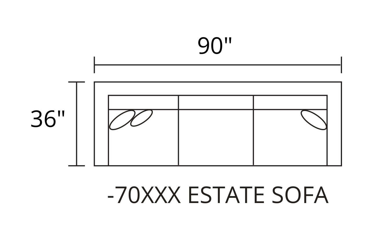 Estate Sofa diagram — 90 x 36 in