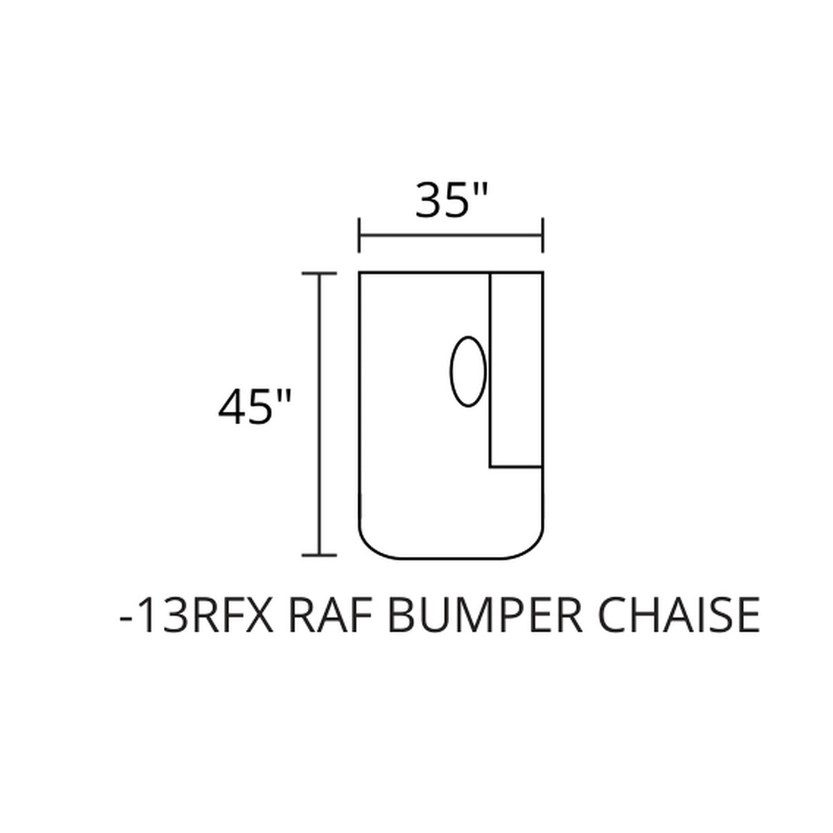 RAF Bumper Chaise diagram — 35 x 45 in