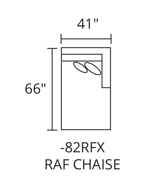 RAF Chaise diagram — 41 x 66 in