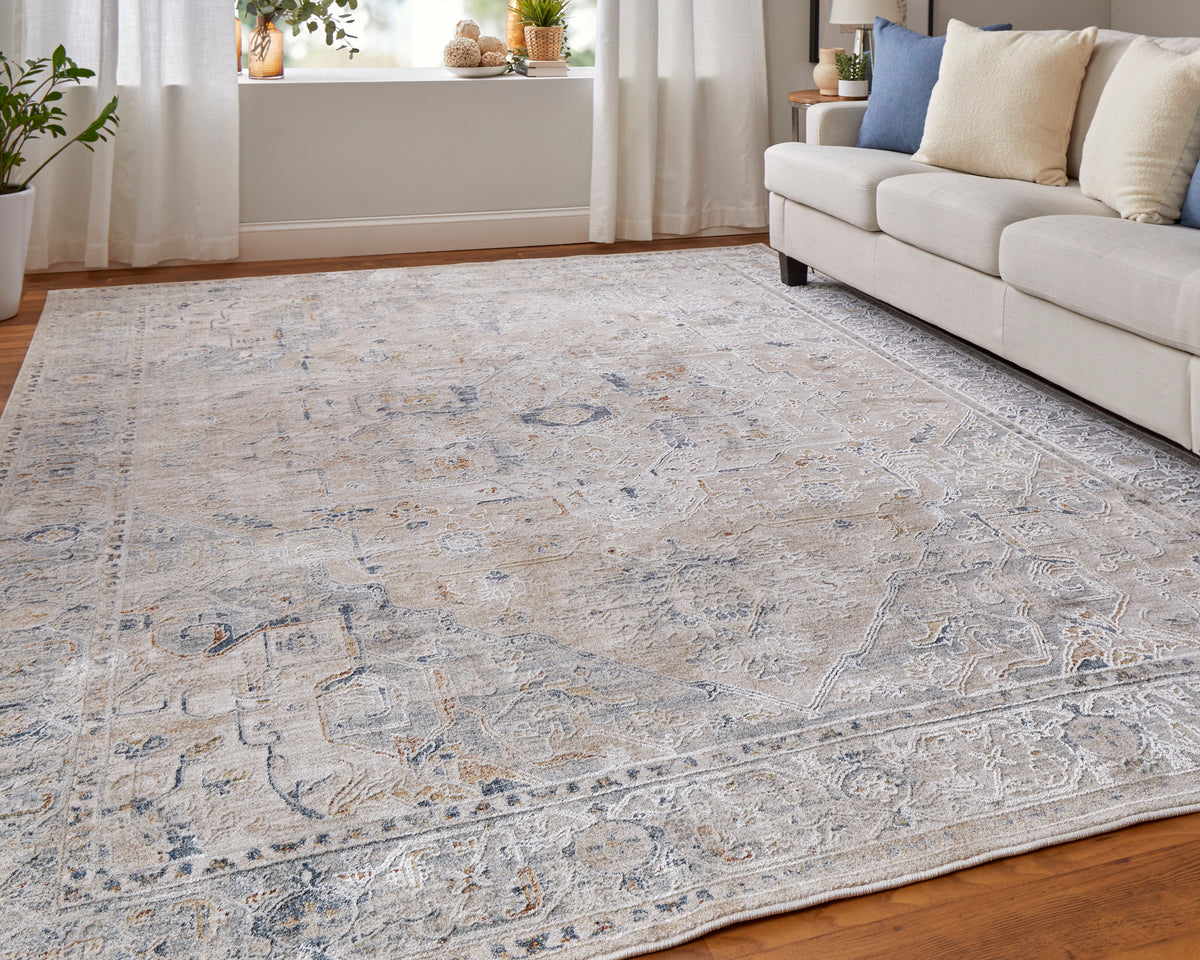 Pasha 39M5F Beige/Blue Rug by Feizy