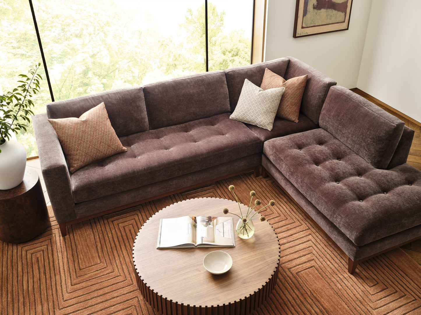 ANNABEL sectional in Andrew Espresso — top view