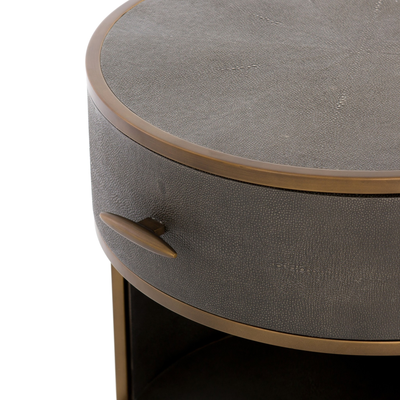 Shagreen Round Nightstand