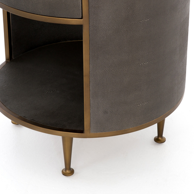 Shagreen Round Nightstand
