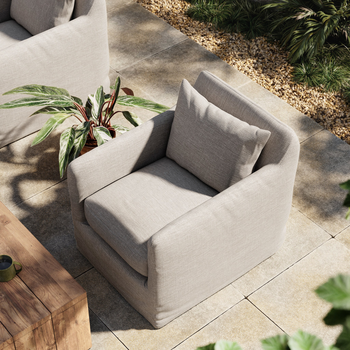 Dade Outdoor Slipcover Swivel Chair