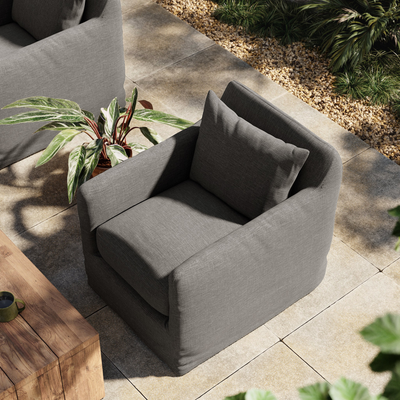 Dade Outdoor Slipcover Swivel Chair