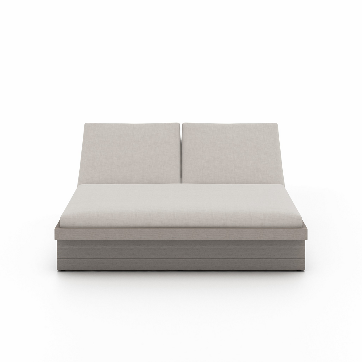 Leroy Outdoor Double Chaise, Weathered Grey by Four Hands