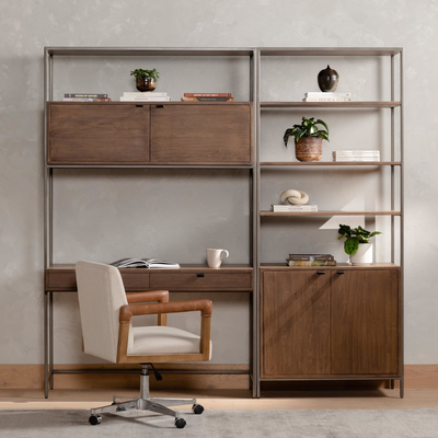 Trey Modular Wall Desk With 1 Bookcase by Four Hands