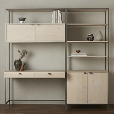 Trey Modular Wall Desk With 1 Bookcase by Four Hands