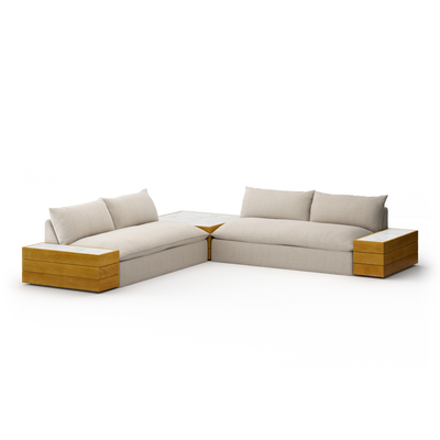 Grant Outdoor 2Pc Sectional W/ Coffee & End Tables