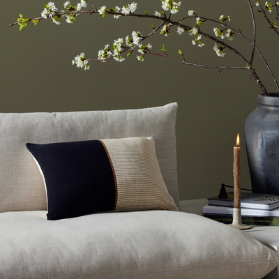 Handwoven Merido Pillow - Black by Four Hands