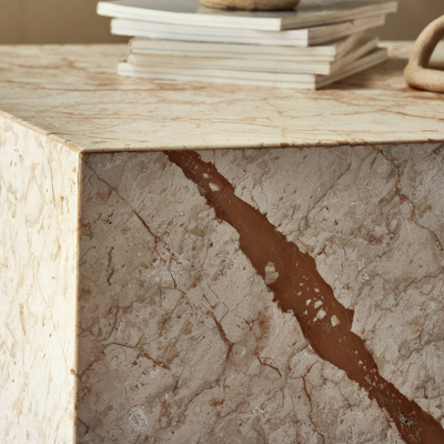 Modern Marble Plinth End Table by Four Hands