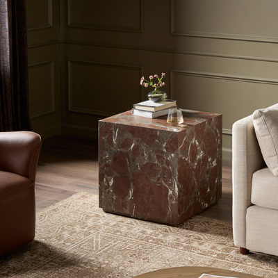 Modern Marble Plinth End Table by Four Hands