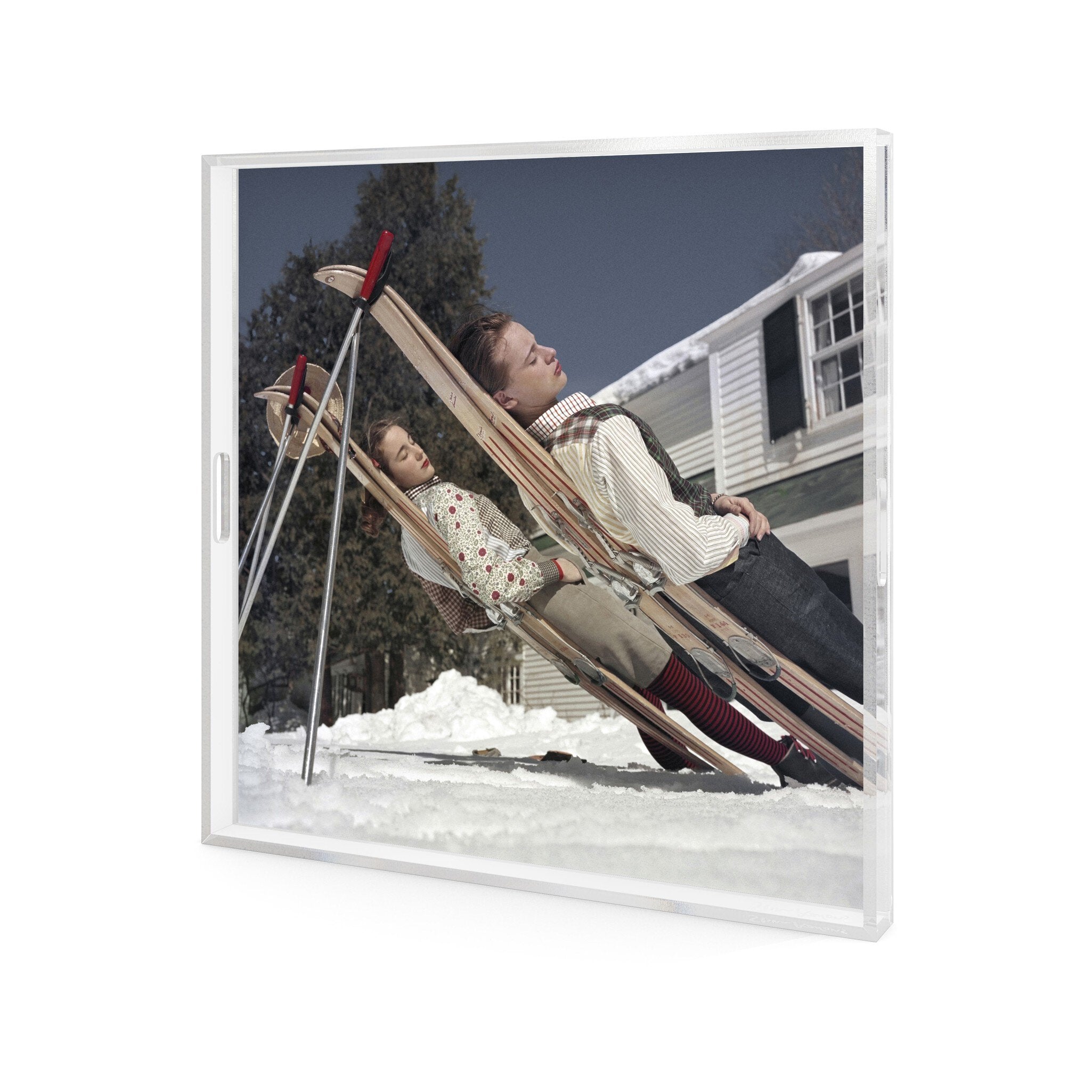 New England Skiing Tray By Slim Aarons