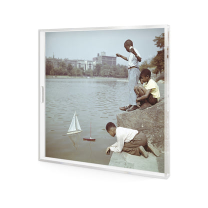 Model Boat Sailing Tray By Slim Aarons