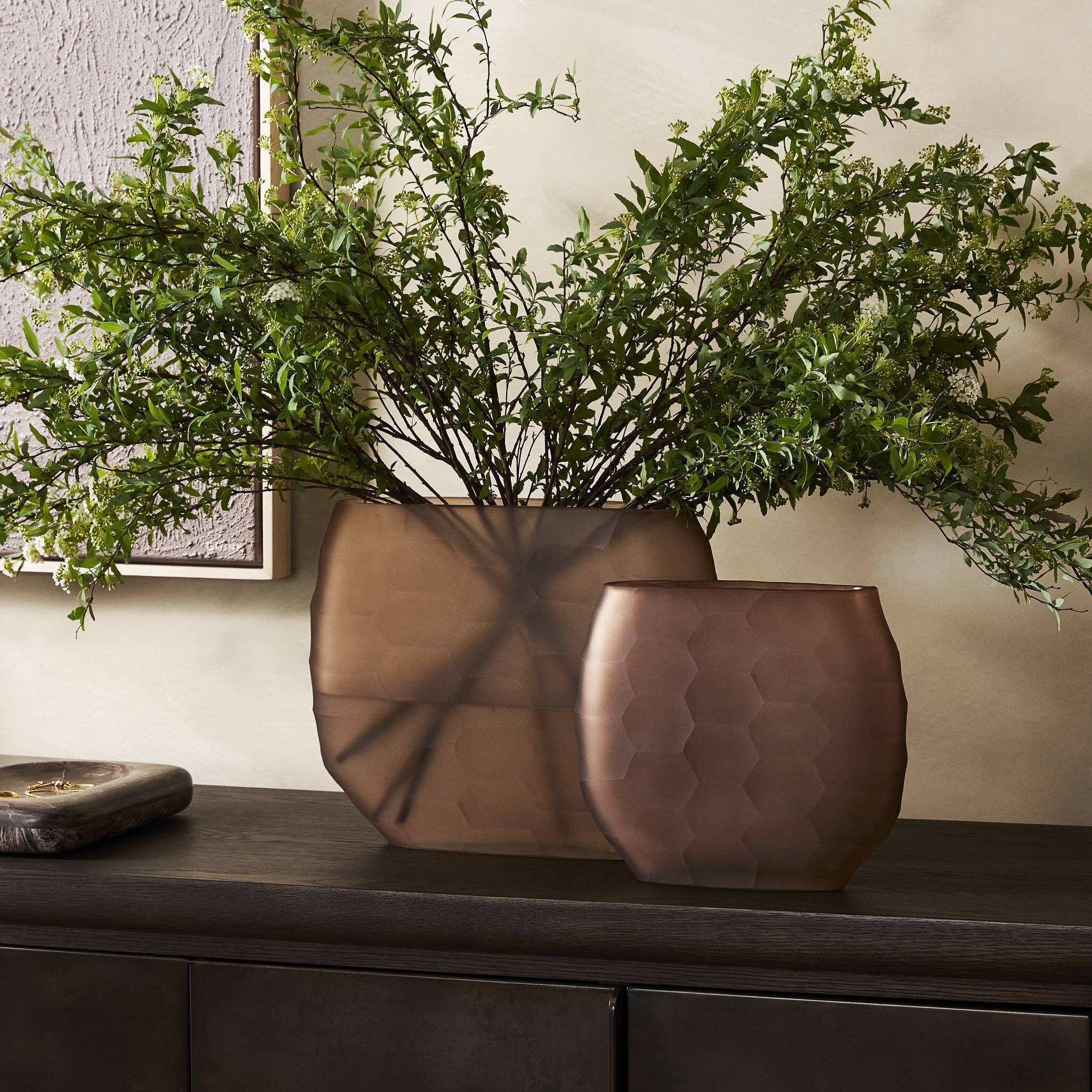Textured Glass Oval Vases