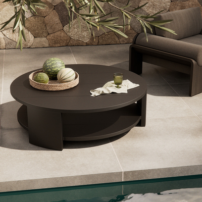 Roca Outdoor Round Metal Coffee Table