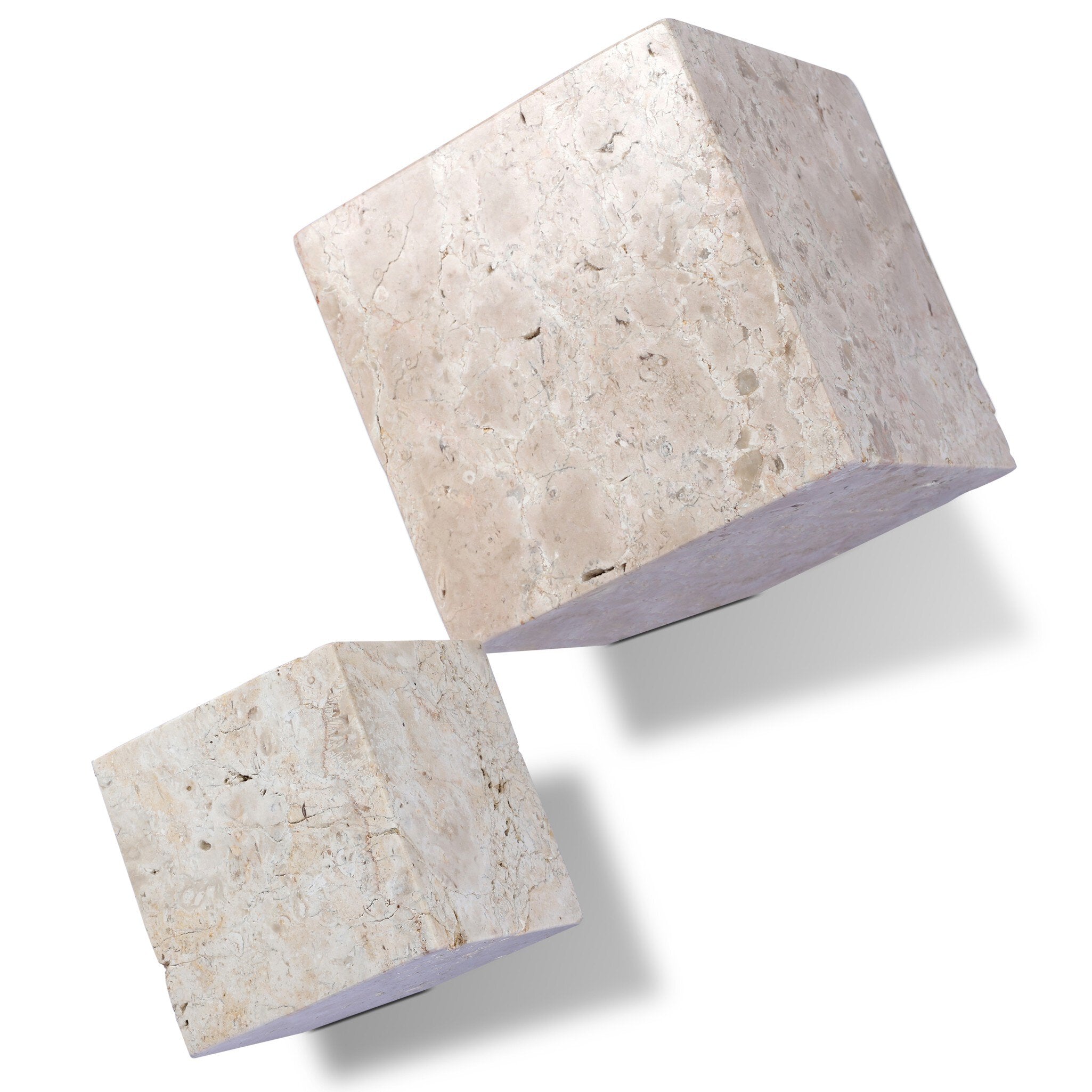 Travertine Cube Sculpture Set