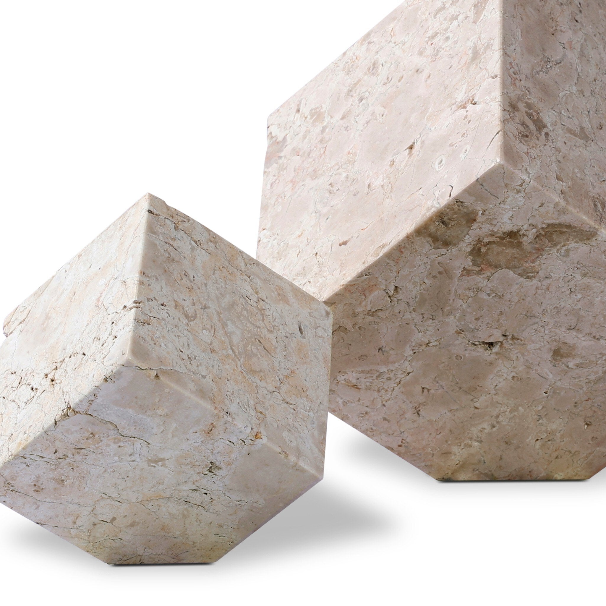 Travertine Cube Sculpture Set