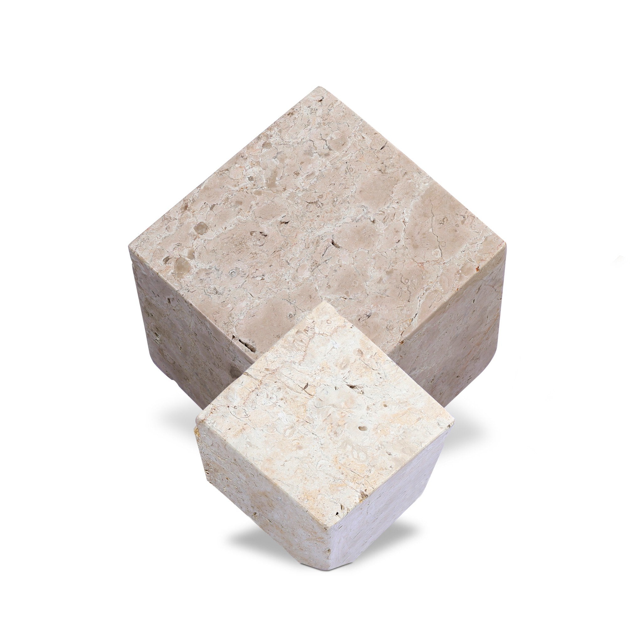 Travertine Cube Sculpture Set