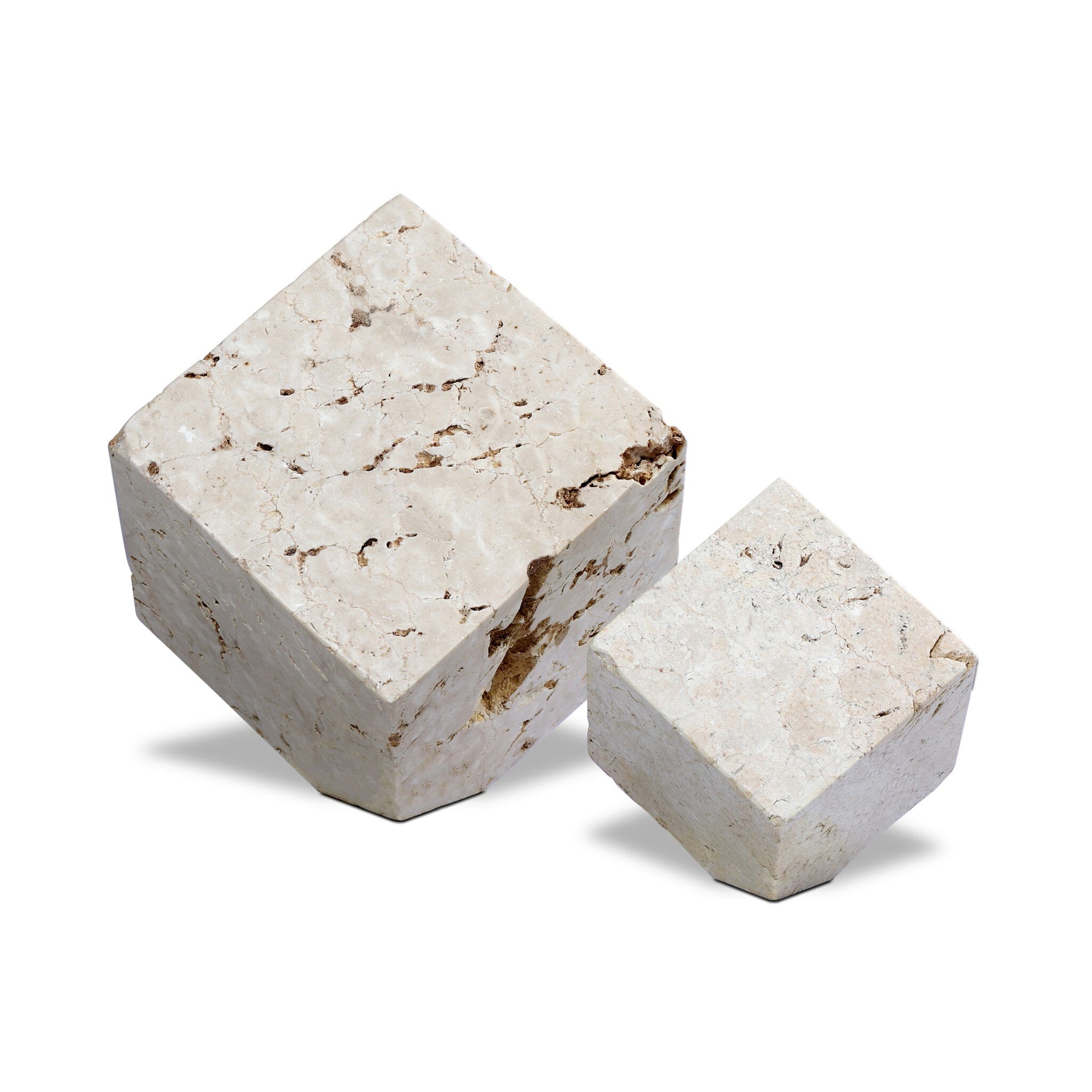 Travertine Cube Sculpture Set