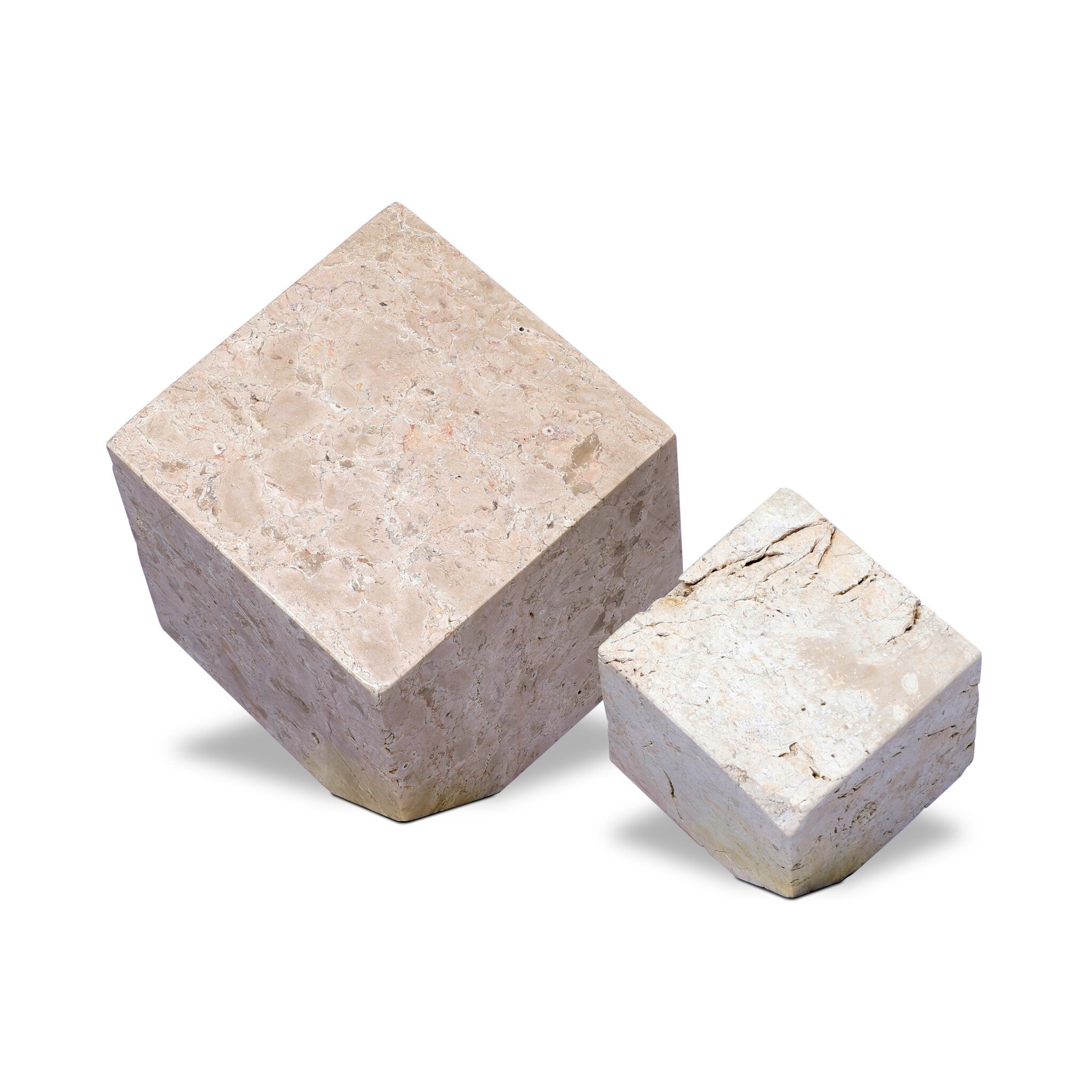 Travertine Cube Sculpture Set