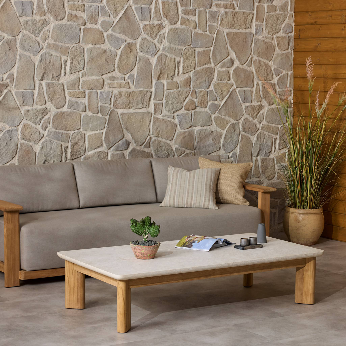 Sterling Outdoor Stone Coffee Table by Four Hands
