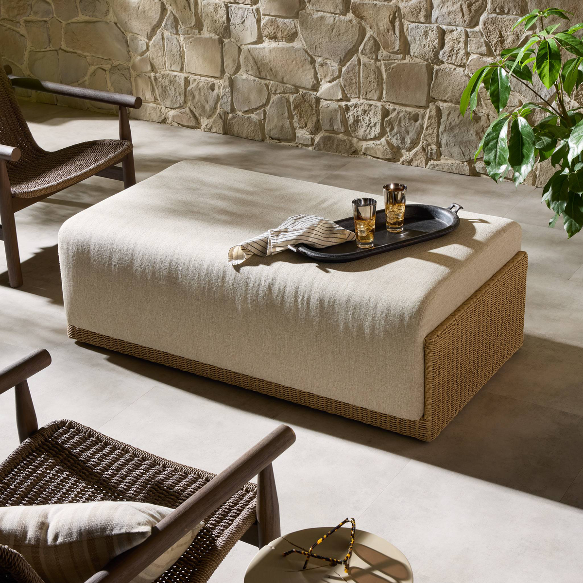 Manning Outdoor Ottoman by Four Hands