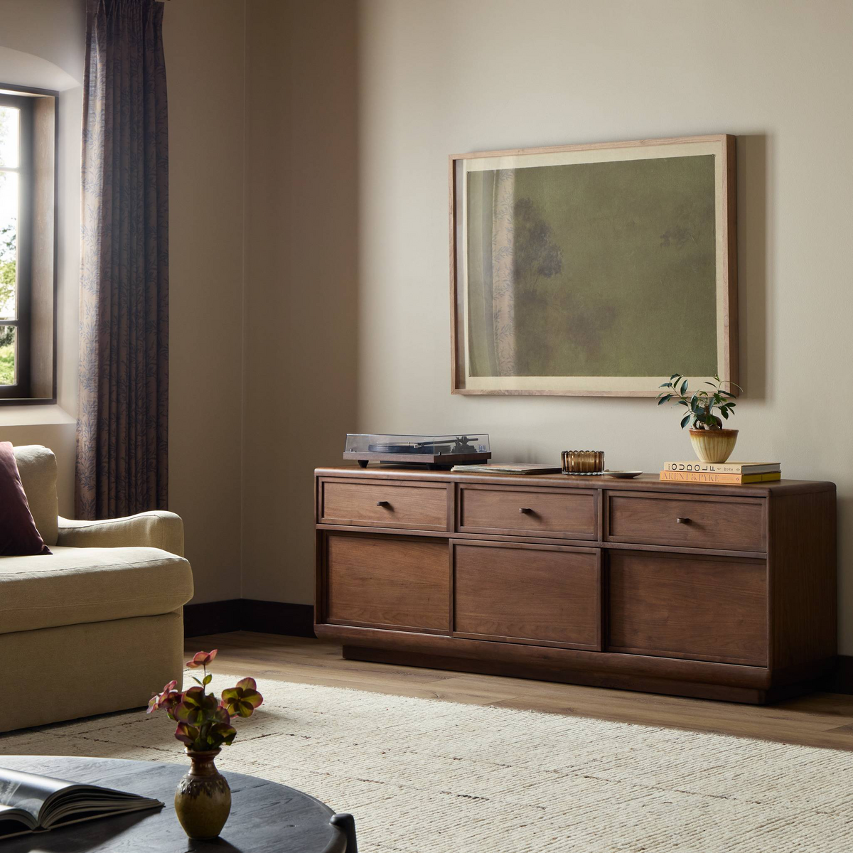 Vincent Media Console With Record Storage by Four Hands