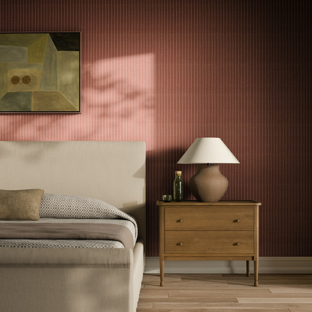 Dobby Stripe Grasscloth Wallpaper By Fh Art Studio by Four Hands