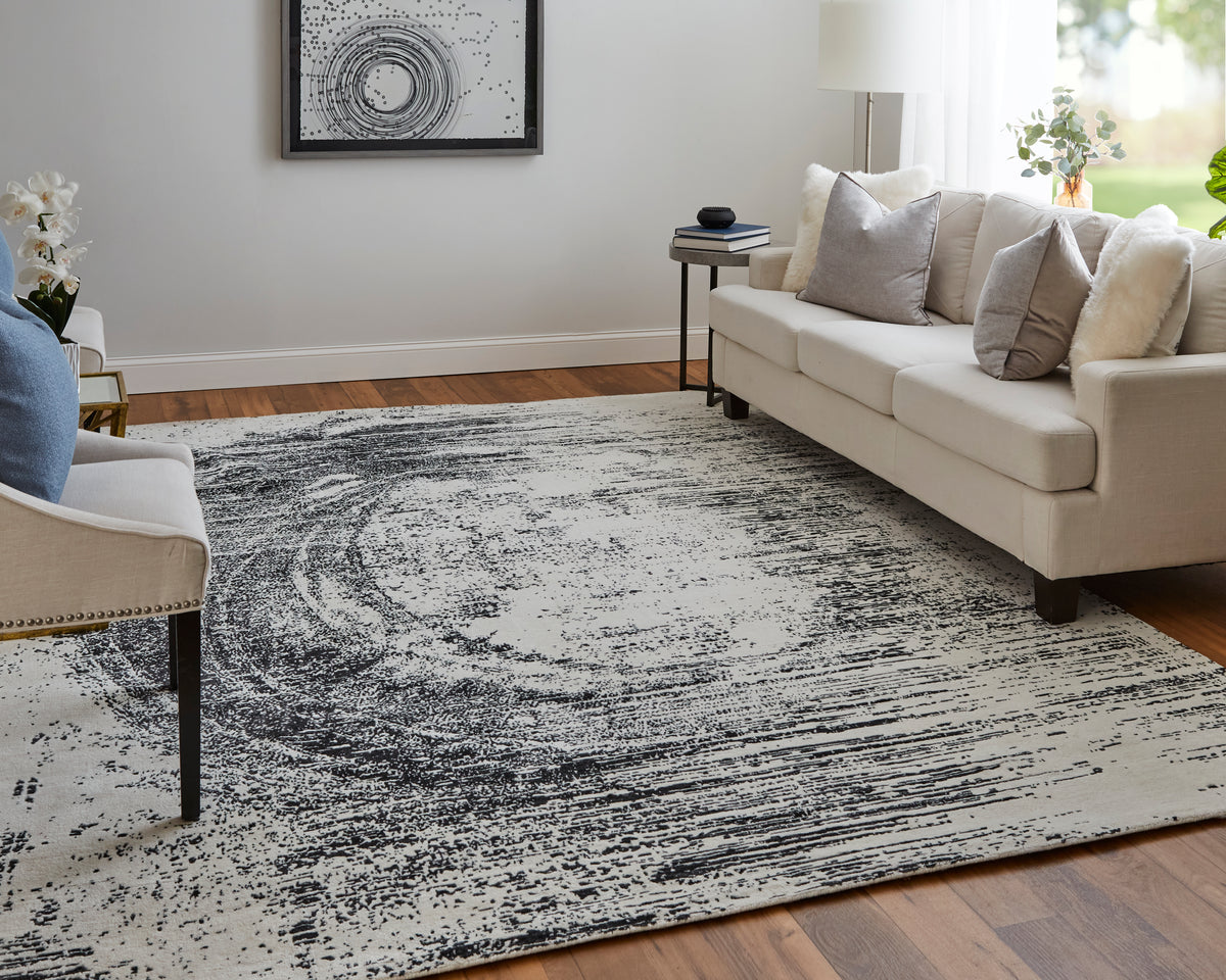 Coda 8928F Black/White Rug by Feizy