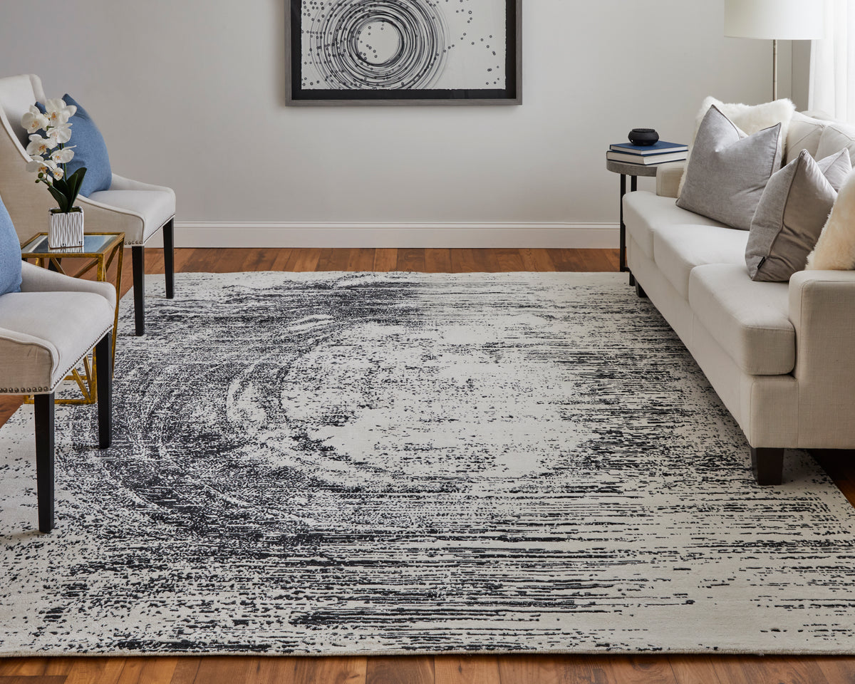 Coda 8928F Black/White Rug by Feizy