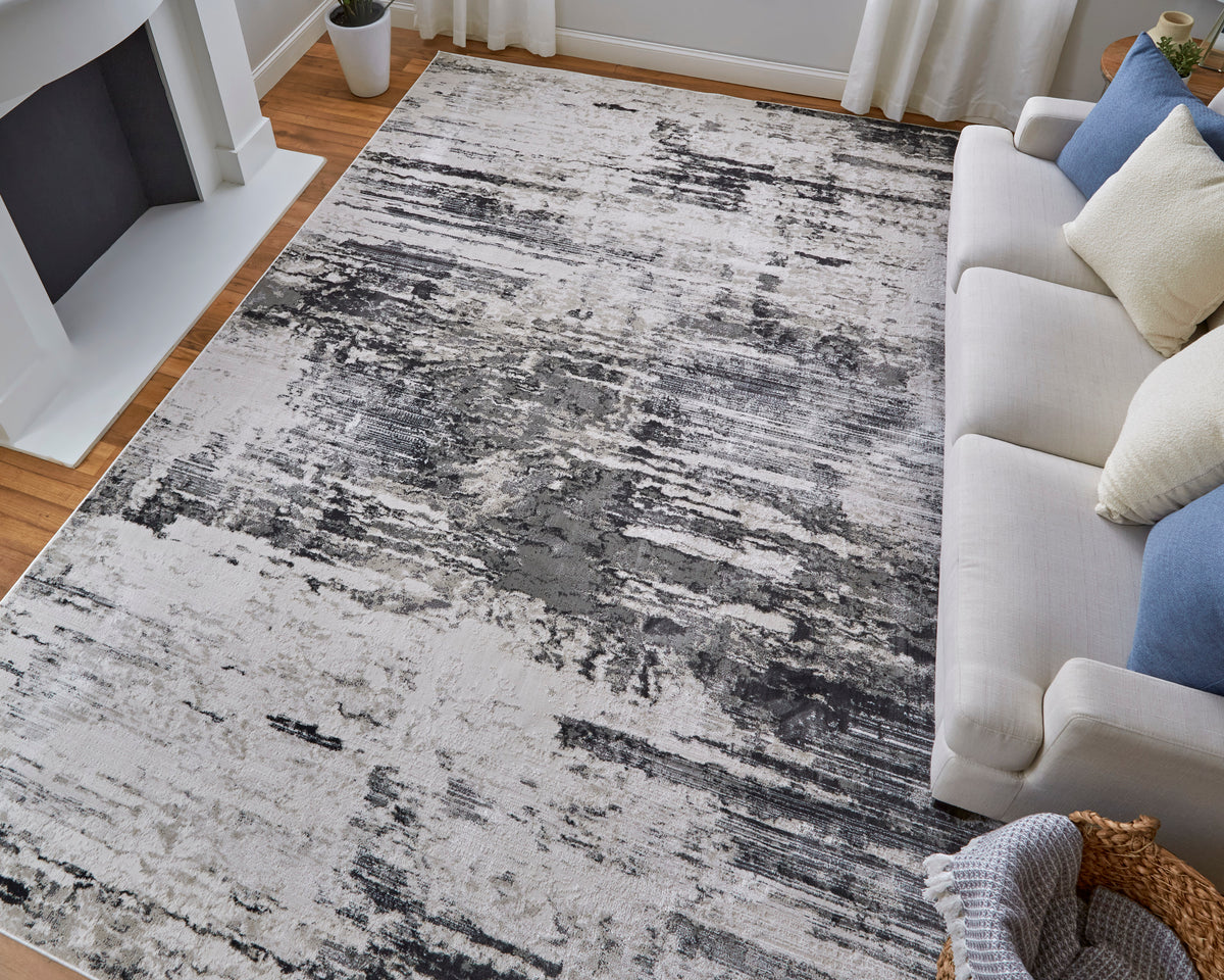 Prasad 39N9F Ivory/Charcoal Rug by Feizy