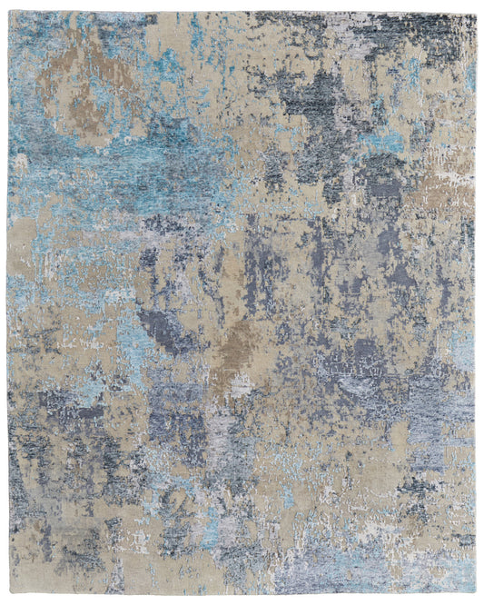 Lor 69F3F Silver/Blue Rug by Feizy