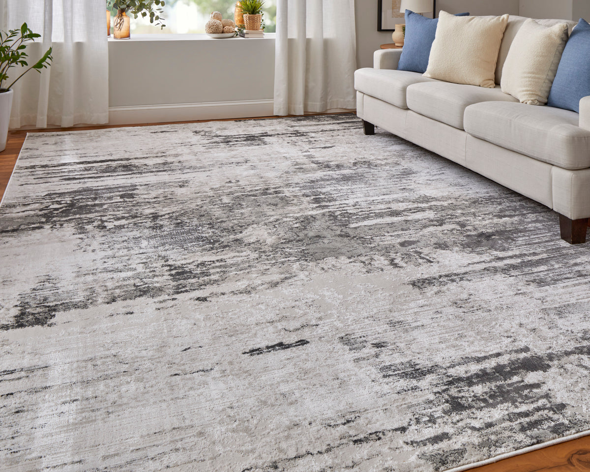 Prasad 39N9F Ivory/Charcoal Rug by Feizy