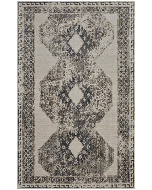 Kano 39LJF Ivory/Charcoal Rug by Feizy