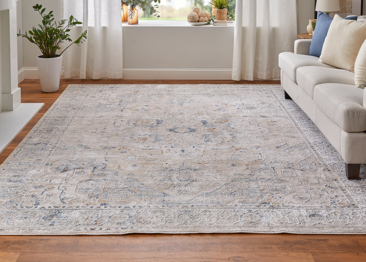 Pasha 39M5F Beige/Blue Rug by Feizy