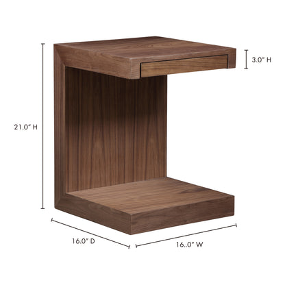 Zio Side Accent Table Walnut Brown