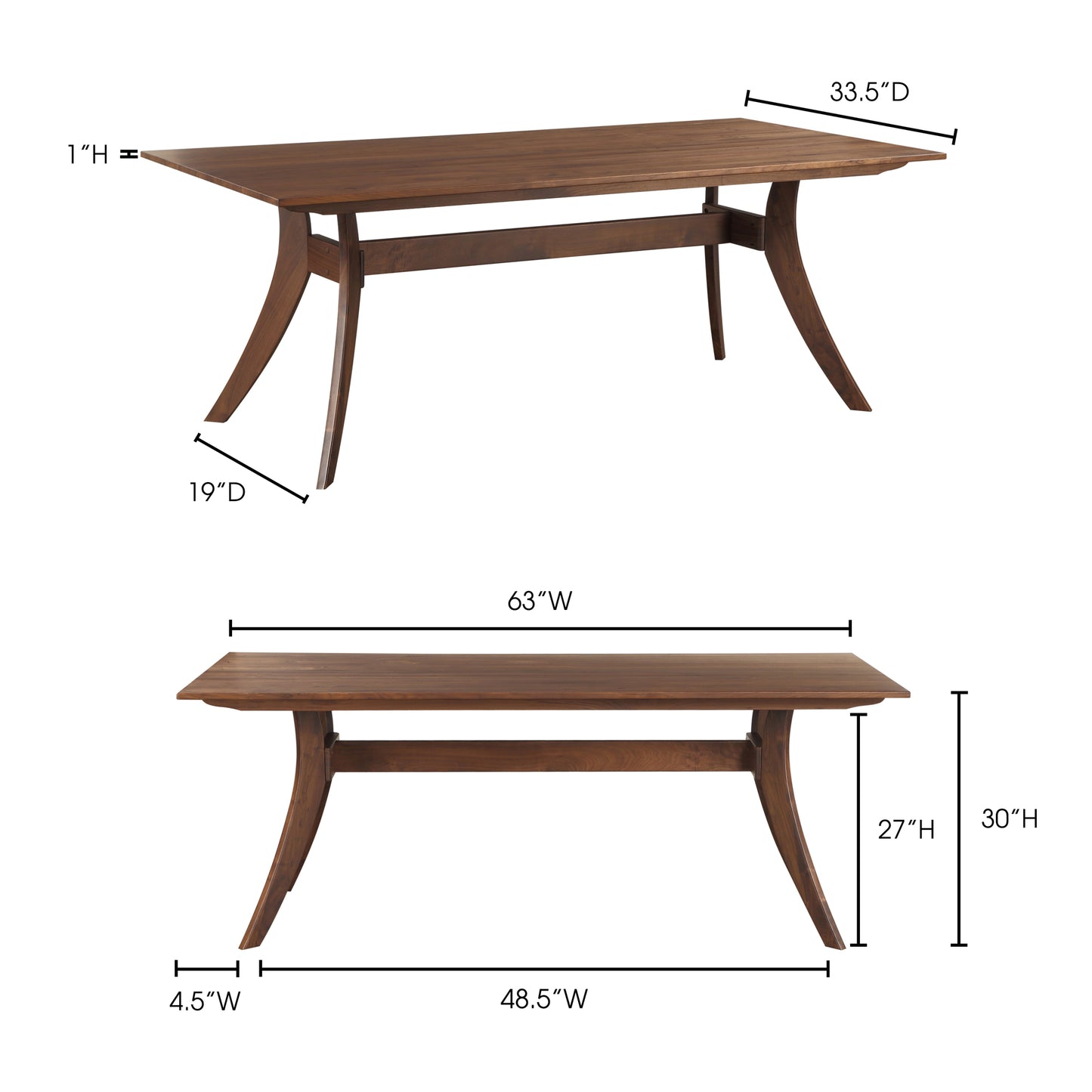 Florence Small Dining Table Brown by Moe's Home