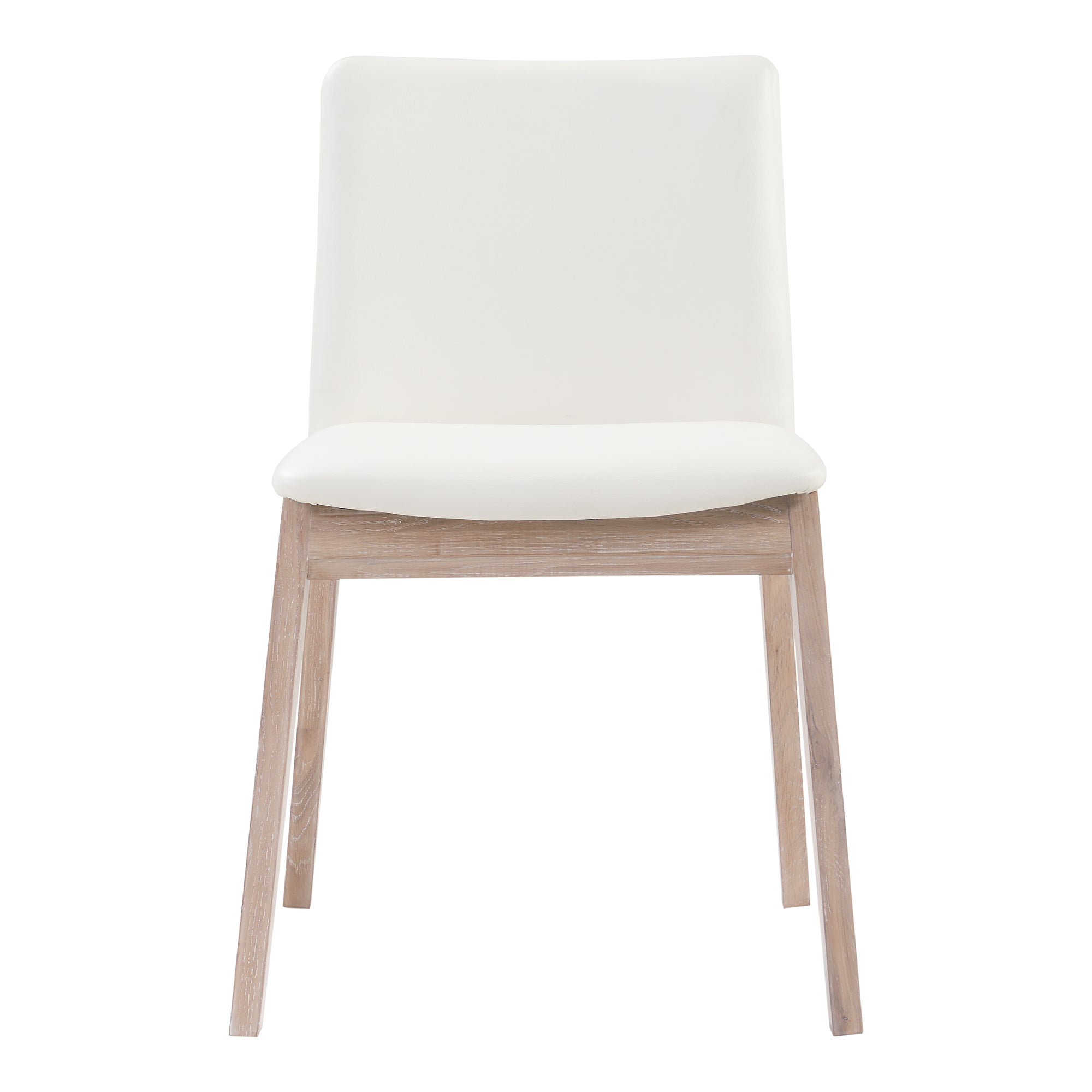 Deco Oak Dining Chair Cream White PVC - Set Of Two