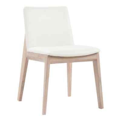 Deco Oak Dining Chair Cream White PVC - Set Of Two by Moe's Home