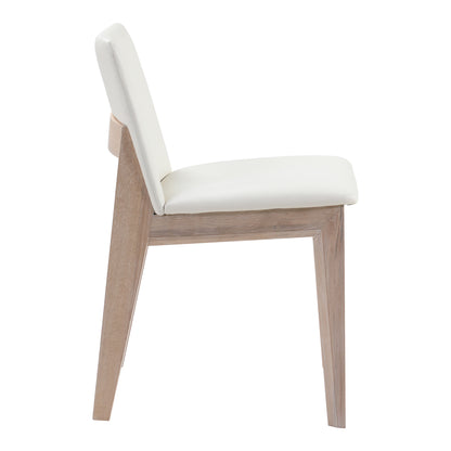 Deco Oak Dining Chair Cream White PVC - Set Of Two