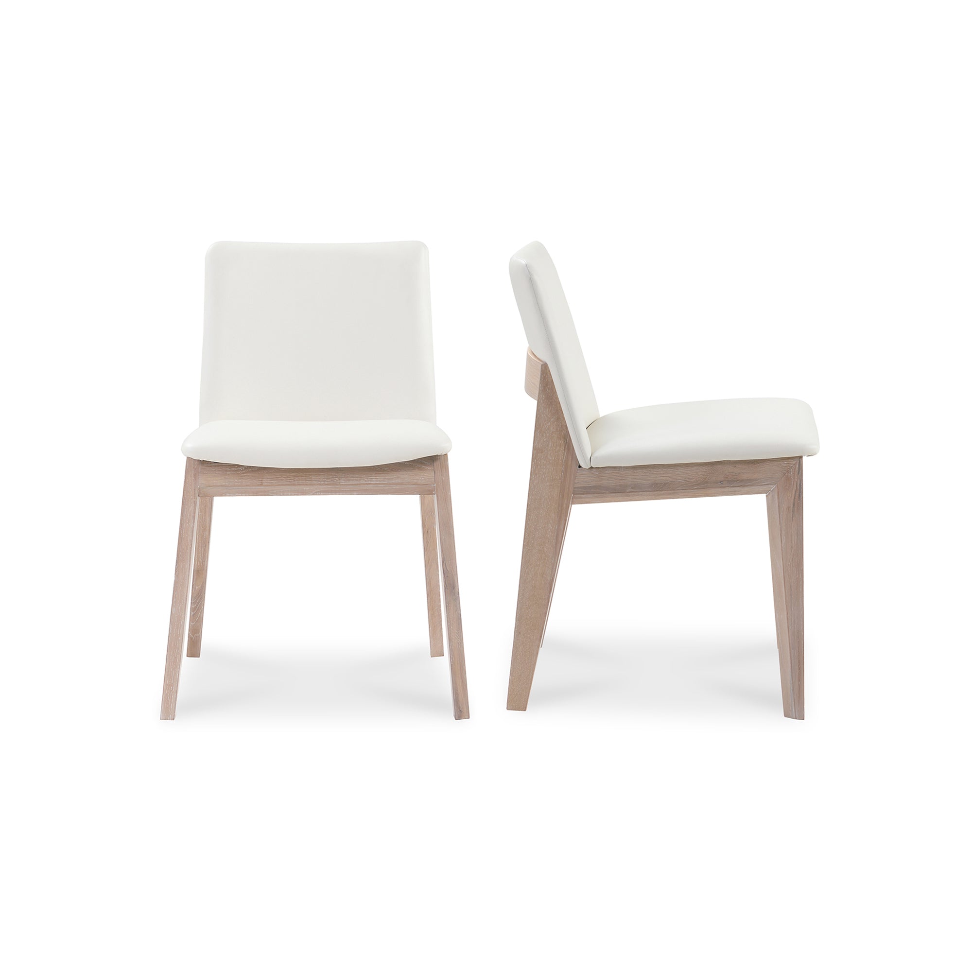 Deco Oak Dining Chair Cream White PVC - Set Of Two | White