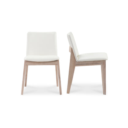 Deco Oak Dining Chair Cream White PVC   Set Of Two | White
