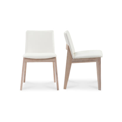 Deco Oak Dining Chair Cream White PVC - Set Of Two | White