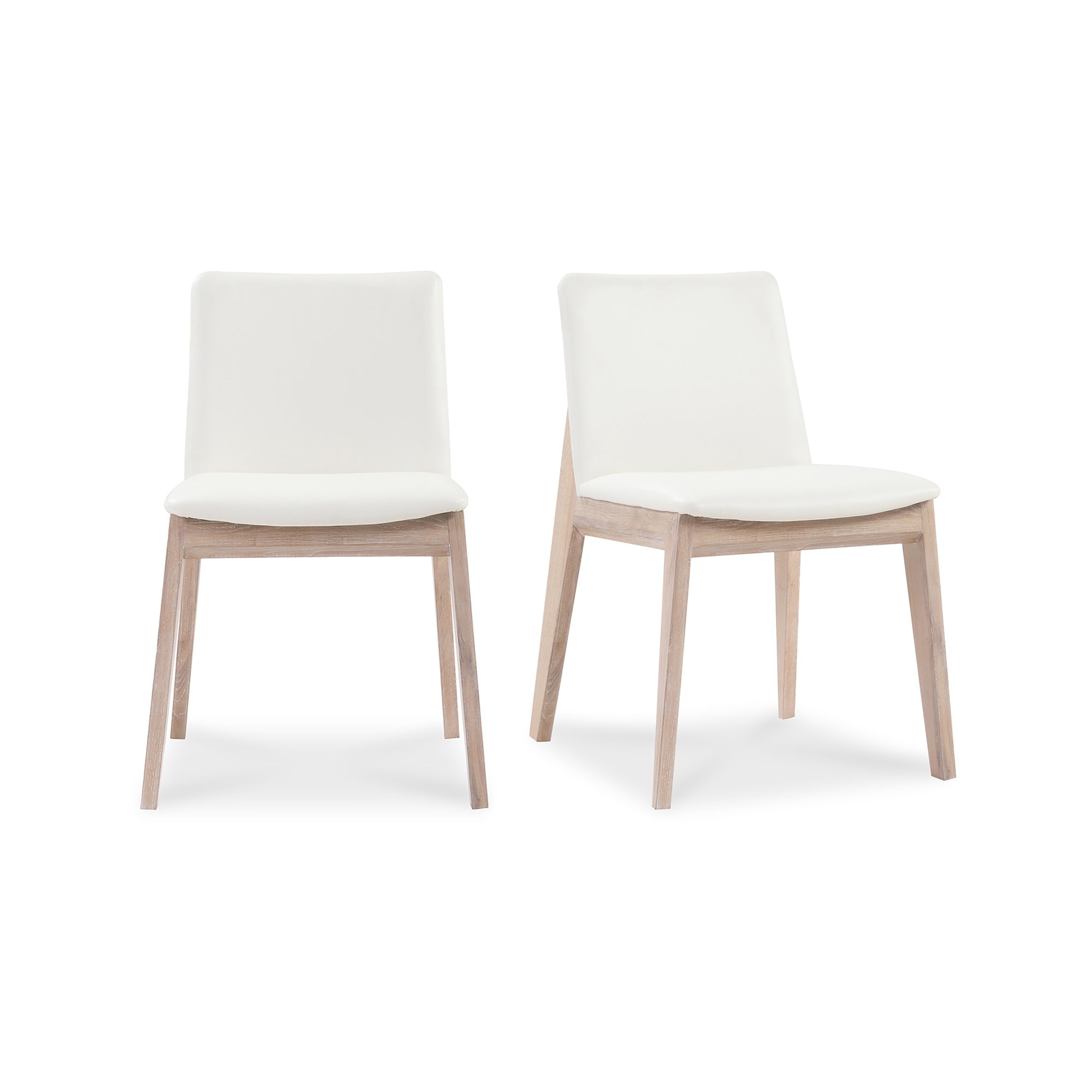 Deco Oak Dining Chair Cream White PVC - Set Of Two