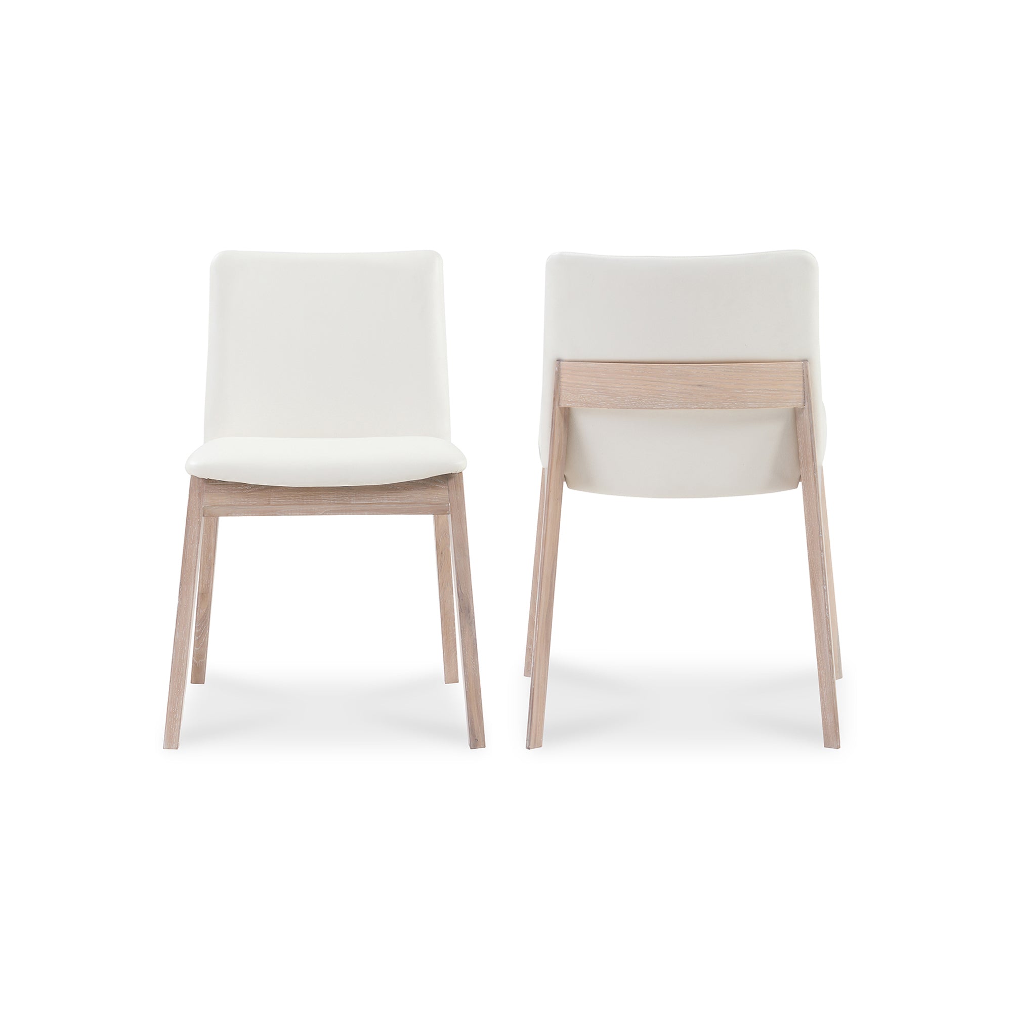 Deco Oak Dining Chair Cream White PVC - Set Of Two