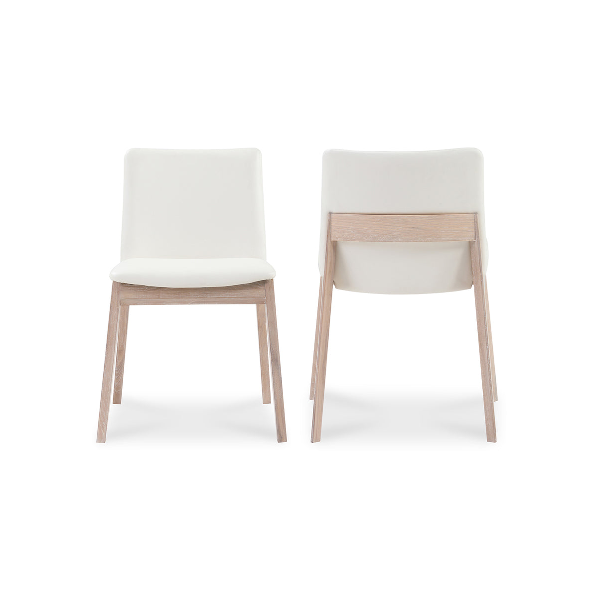 Deco Oak Dining Chair Cream White PVC - Set Of Two by Moe's Home