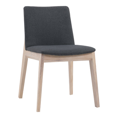 Deco Oak Dining Chair Dark Grey - Set Of Two