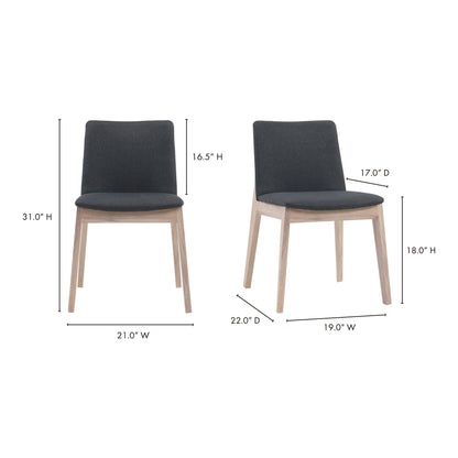 Deco Oak Dining Chair Dark Grey - Set Of Two