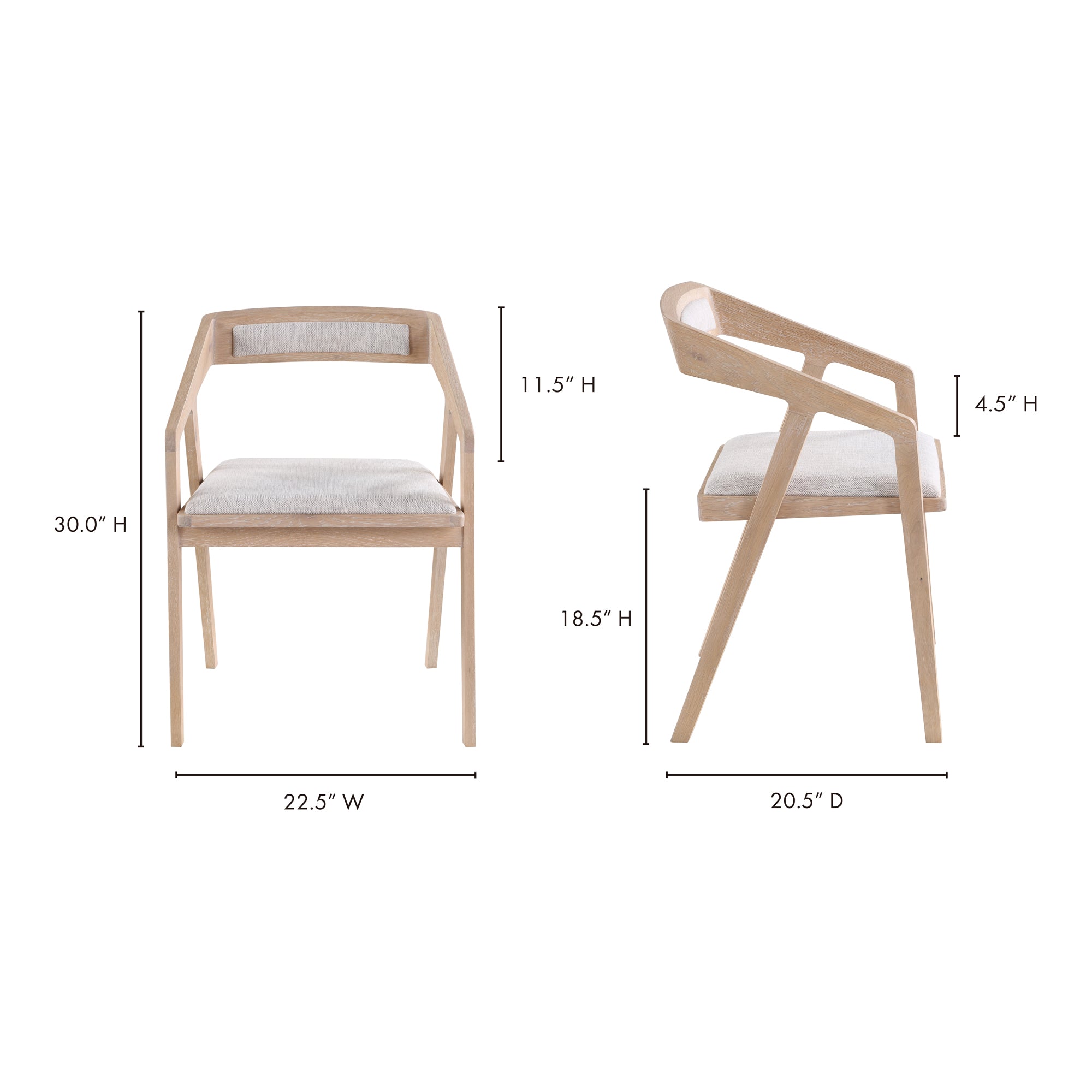Padma Oak Arm Chair Light Grey